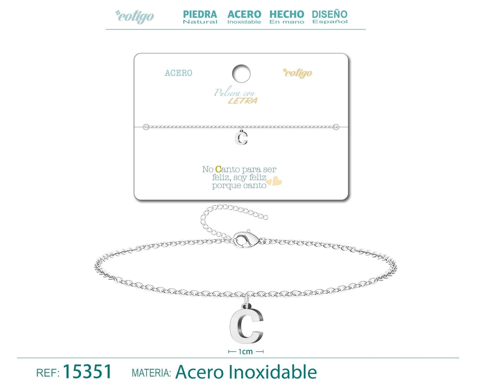 PULSERA LETRA C COLOR PLATEADO