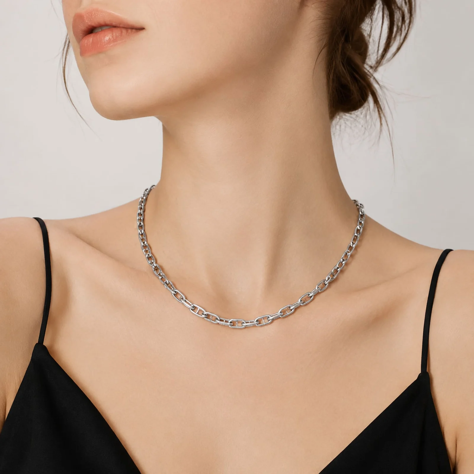 COLLAR DE CADENA ACERO PLATEADO