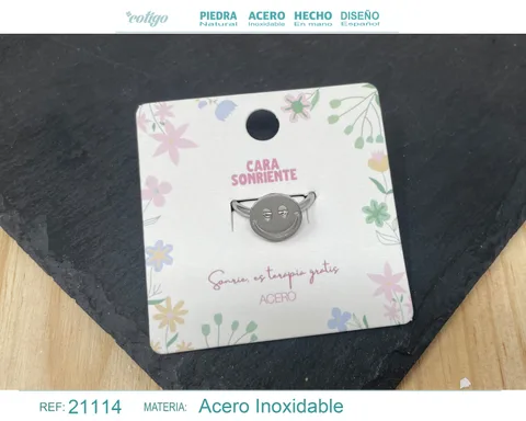 ANILLO CARA SORIENTE ACERO COLOR PLATEADO