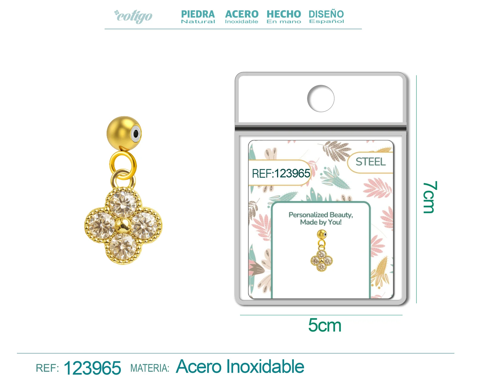 CHARM DE COBRE CHAPADO ORO 14K CON CIRCONITA-CON BOLA DE GOMA