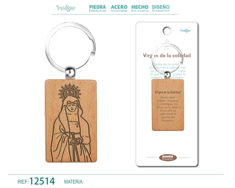 LLAVERO DE MADERA CON VIRGEN DE LA SOLEDAD