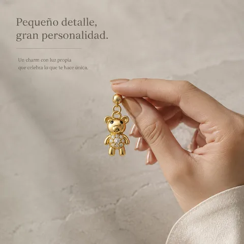 CHARM DE COBRE CHAPADO ORO 14K CON CIRCONITA-CON BOLA DE GOMA