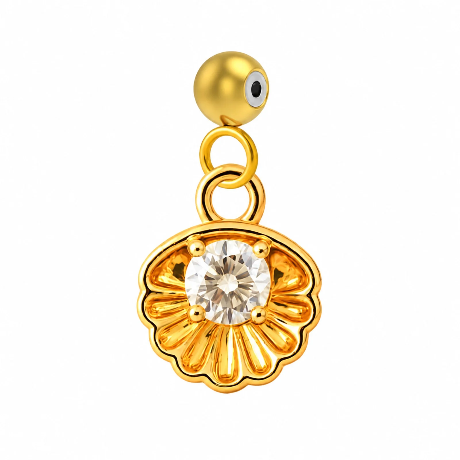 CHARM DE COBRE CHAPADO ORO 14K CON CIRCONITA-CON BOLA DE GOMA