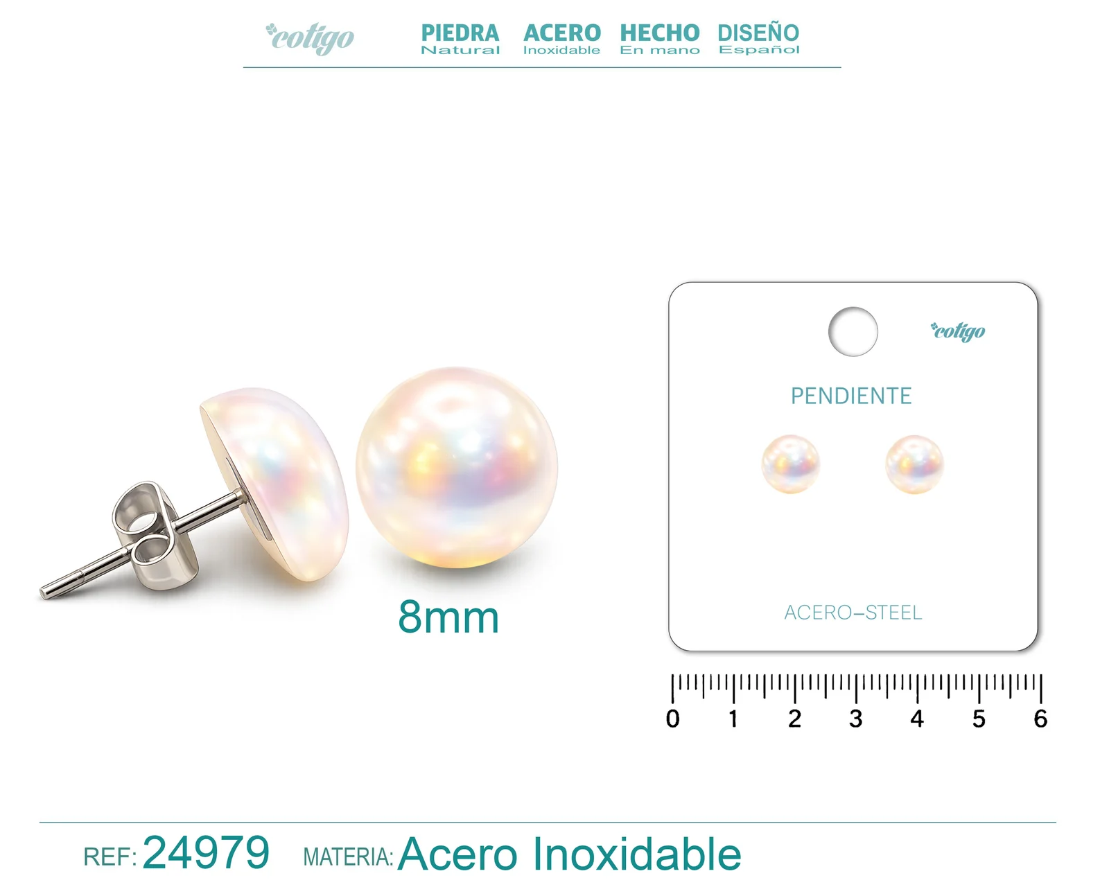 PENDIENTE DE PERLA CON ACCESORIO ACERO