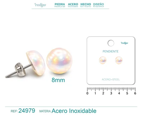 PENDIENTE DE PERLA CON ACCESORIO ACERO