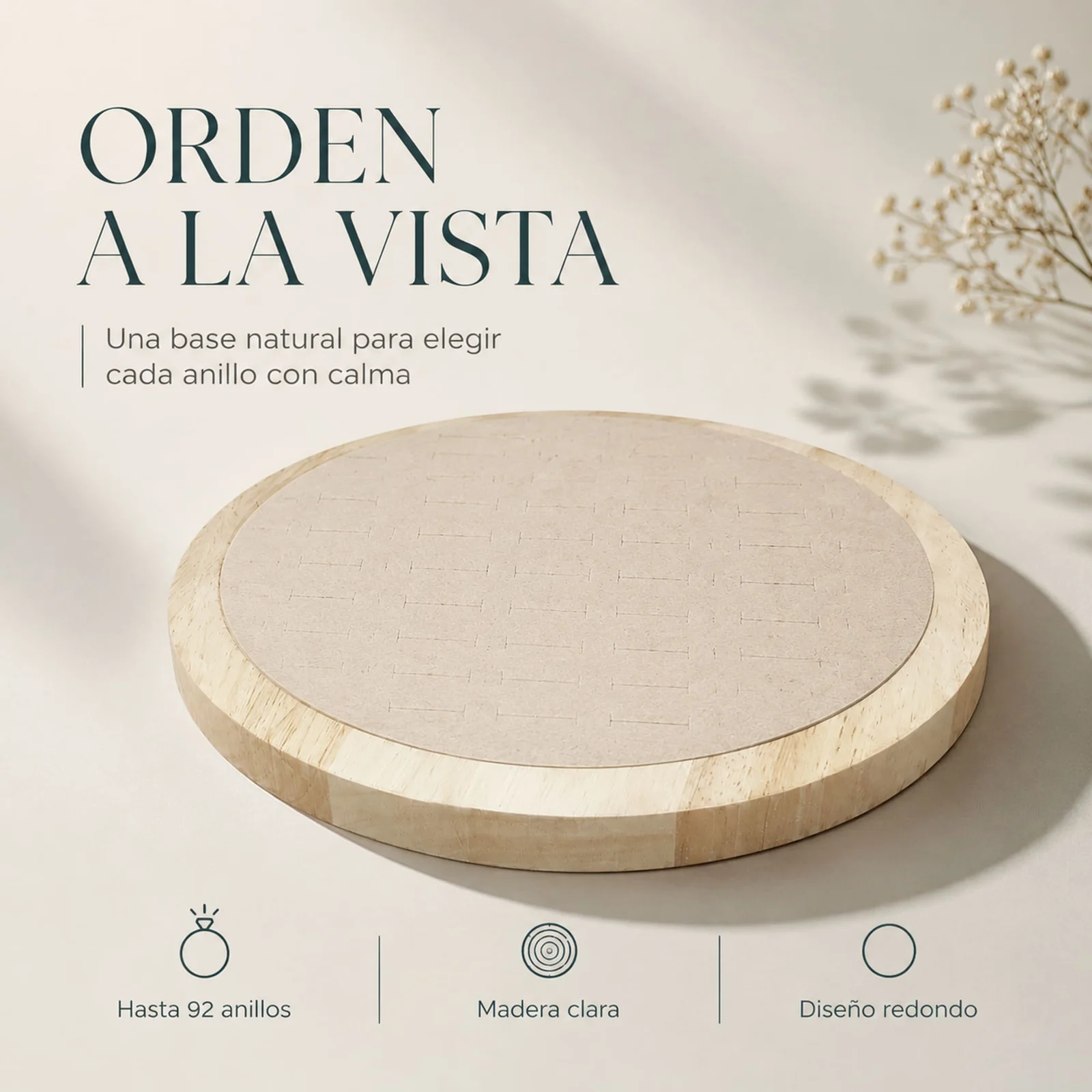 Bandeja de Madera 26x26cm Para 92 Anillos