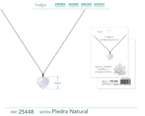Colgante Piedra Cuarzo Blanco con cadena Acero Inoxidable