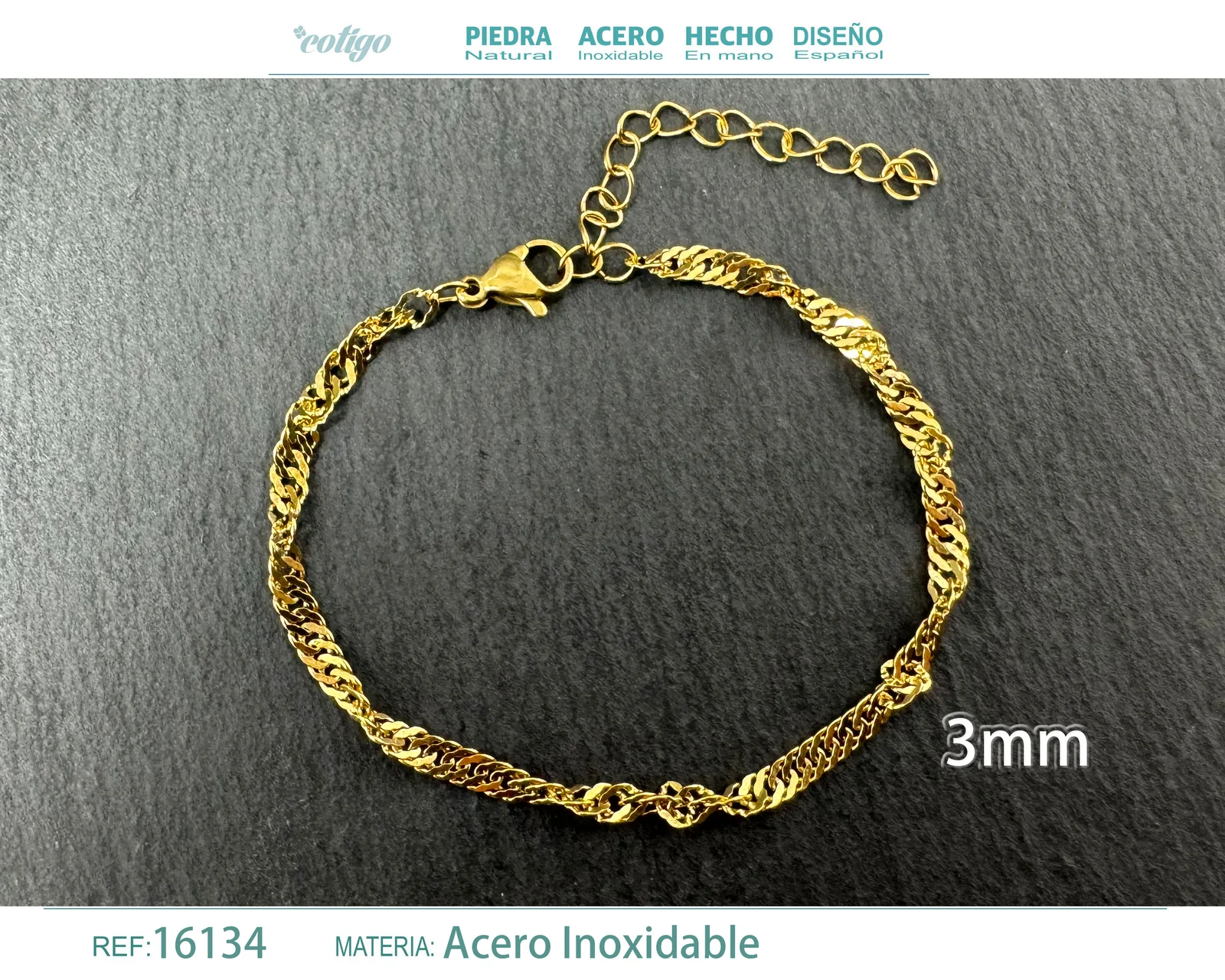 PULSERA DE CADENA ACERO DORADO