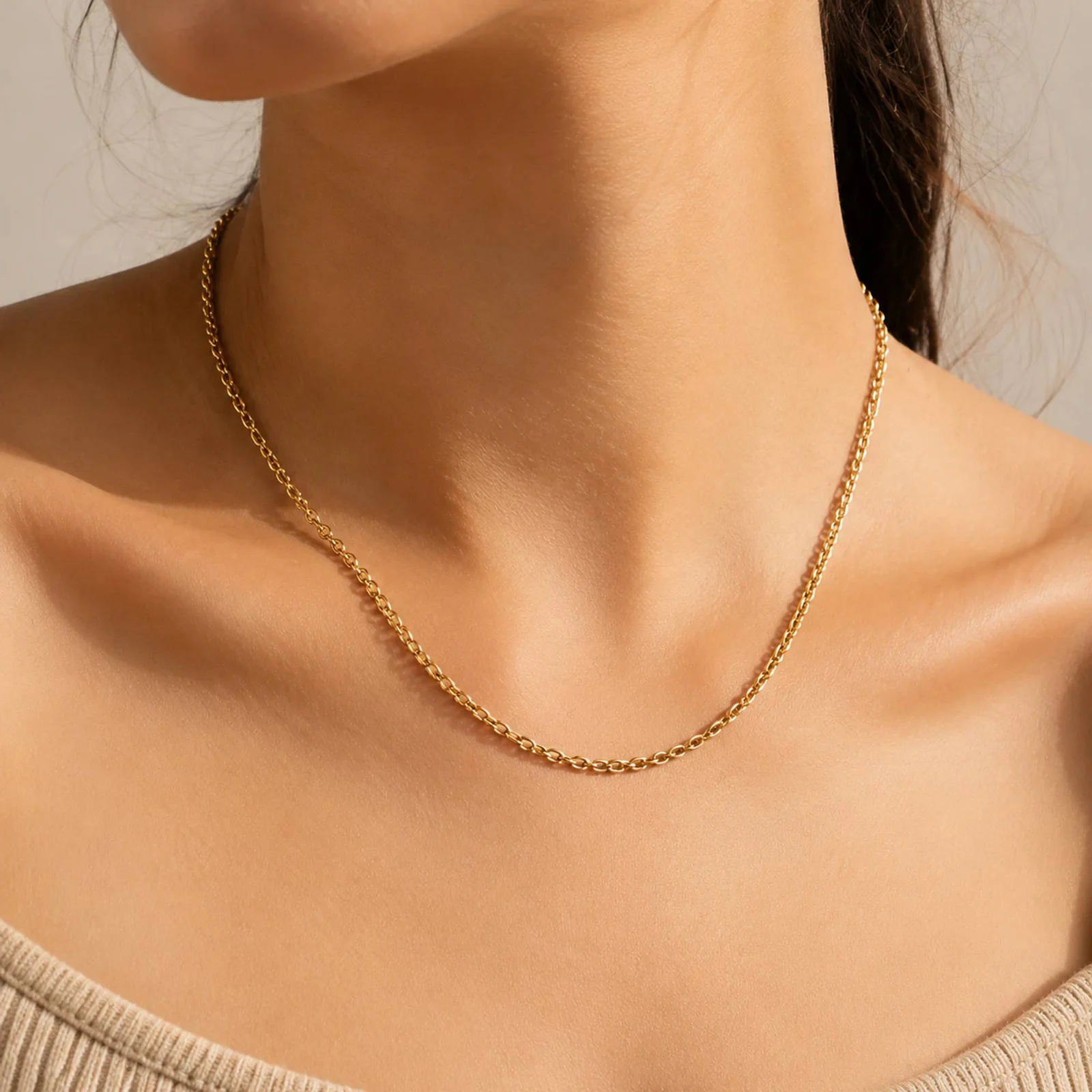 COLLAR DE CADENA ACERO DORADO