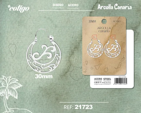 ARGOLLA CANARIA 30MM ACERO PLATEADO
