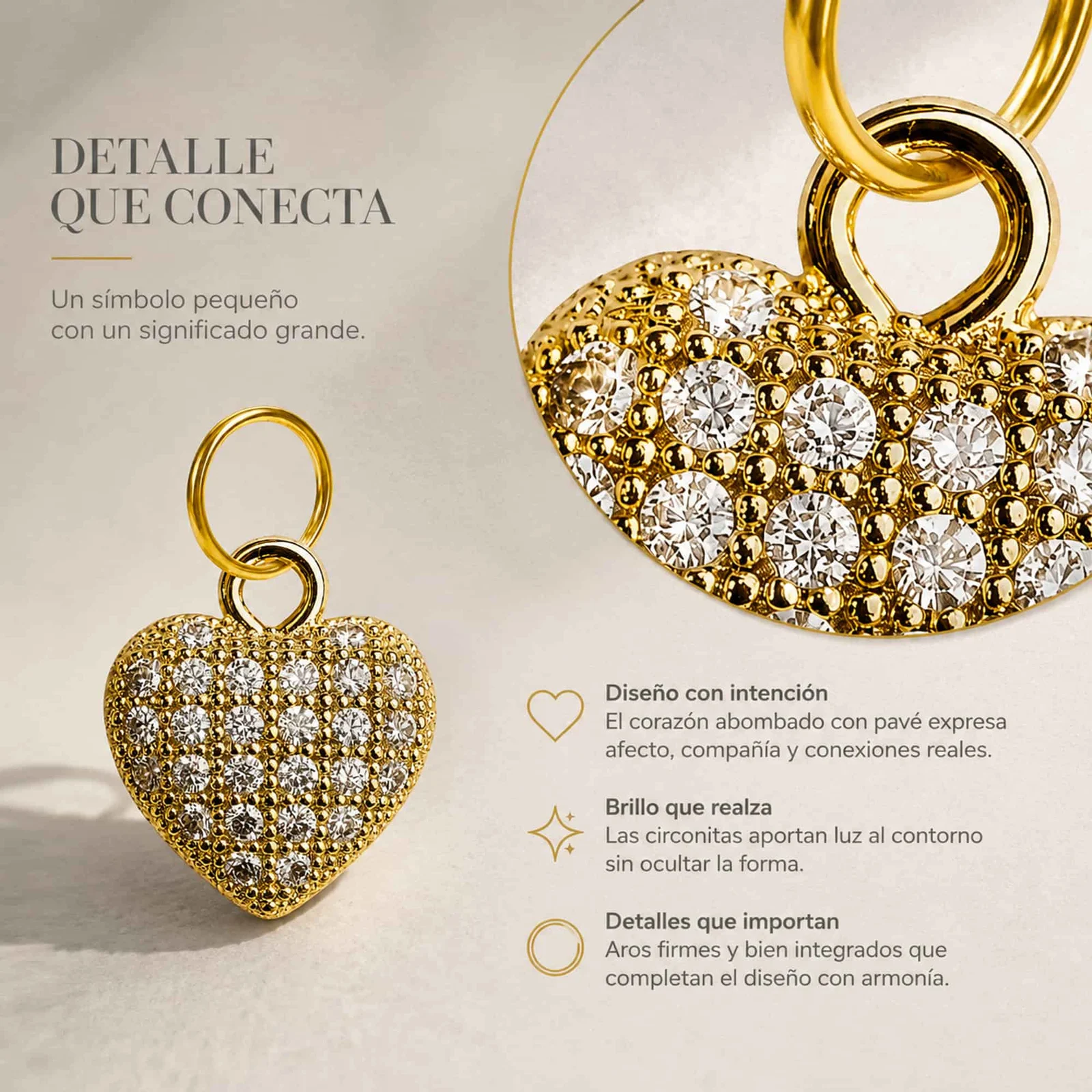 CHARM DE COBRE CHAPADO ORO 14K CON CIRCONITA