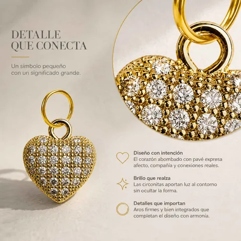 CHARM DE COBRE CHAPADO ORO 14K CON CIRCONITA