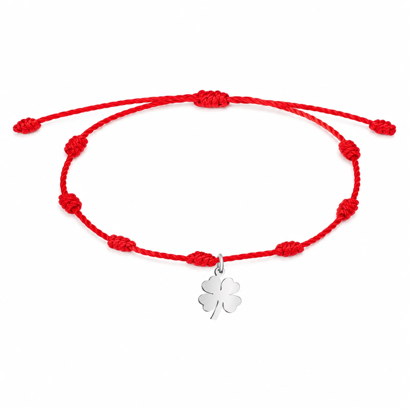 PULSERA 7 NUDOS CON TRÉBOL DE LA SUERTE ACERO PLATEADO