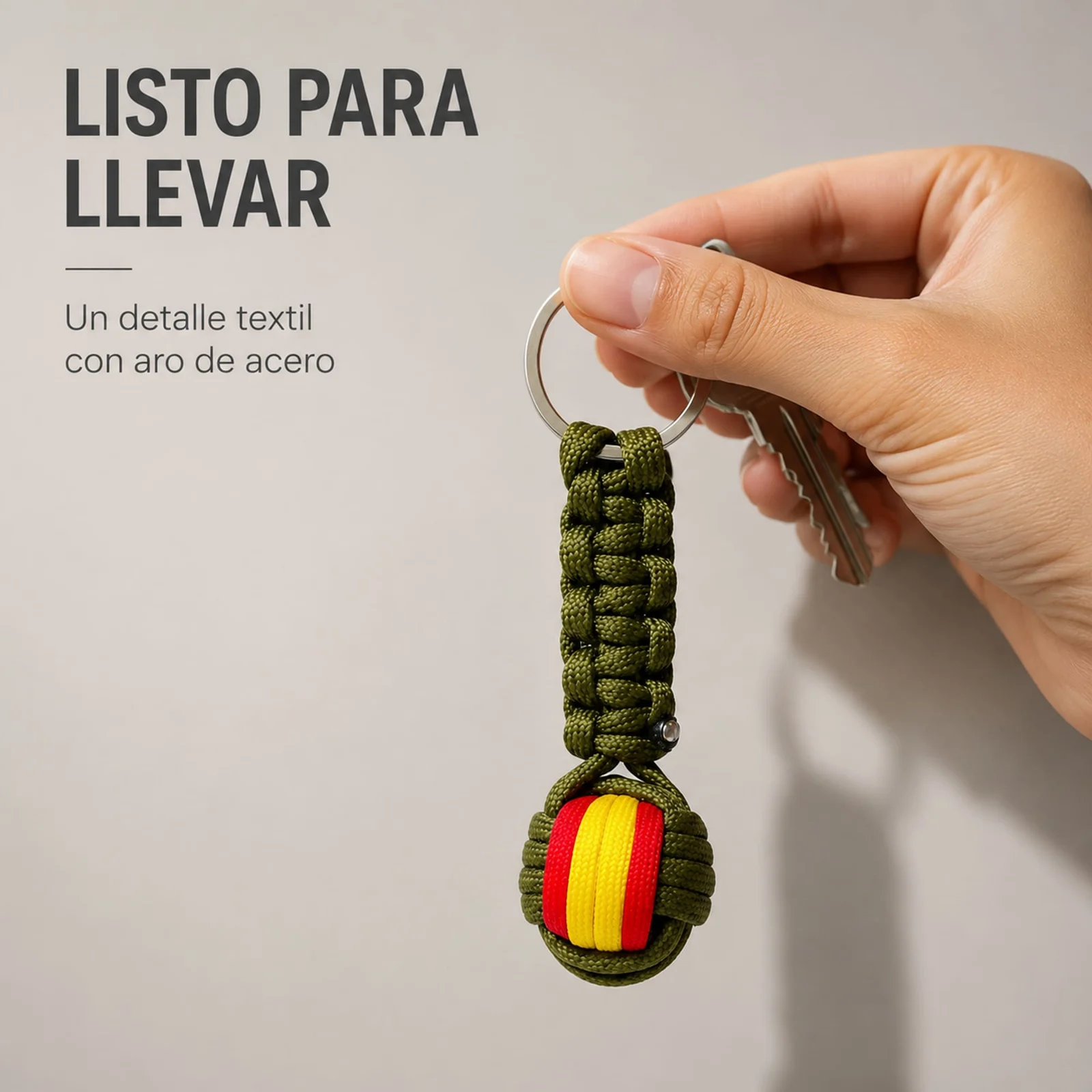 LLAVERO BOLA DE CUERDA CON ARO ACERO
