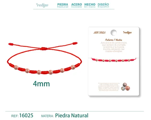 PULSERA 7 NUDOS CON  JASPE CIRUELA 4MM