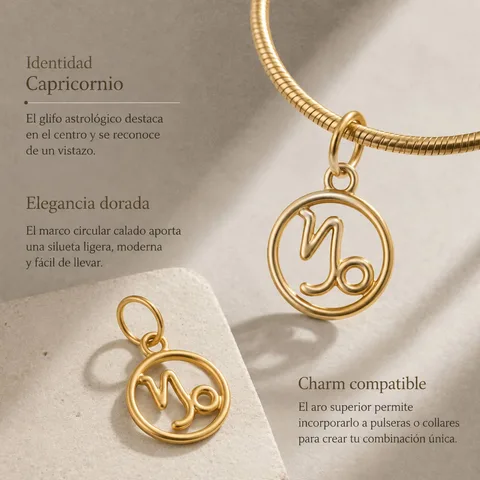 CHARM DE ZODÍACO CAPRICÓRNIO ACERO COLOR DORADO