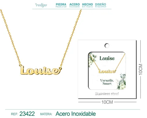 COLLAR NOMBRE INGLES LOUISE ACERO CON SOBRE