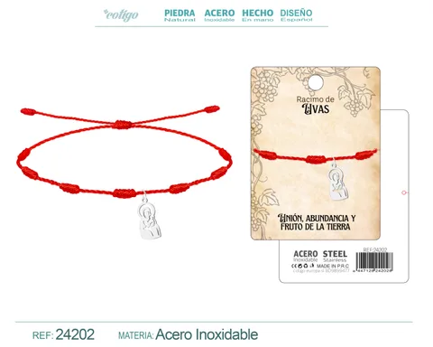 PULSERA 7 NUDOS CON VIRGEN DE VALVANERA ACERO PLATEADO