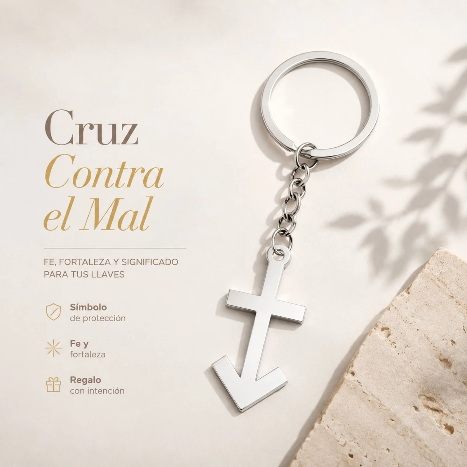 LLAVERO DE CRUZ CONTRA EL MAL ACERO
