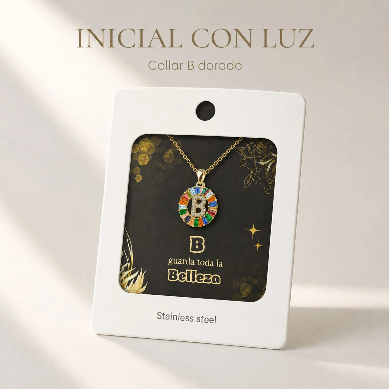 COLGANTE LETRA B CHAPADO ORO 14K CON CIRCONITA