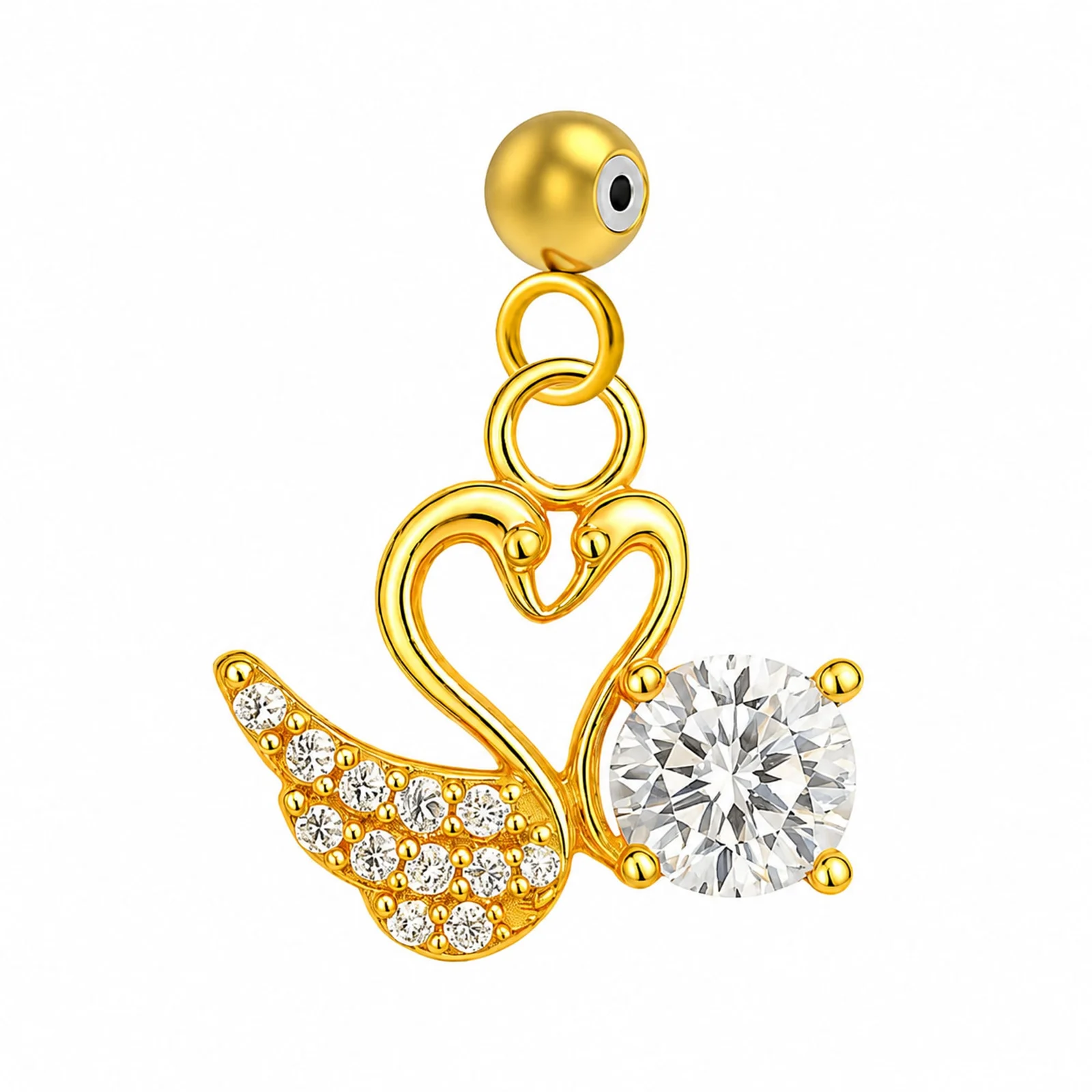 CHARM DE COBRE CHAPADO ORO 14K CON CIRCONITA-CON BOLA DE GOMA