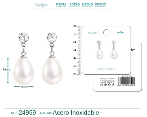 PENDIENTE DE PERLA CON ACCESORIO ACERO