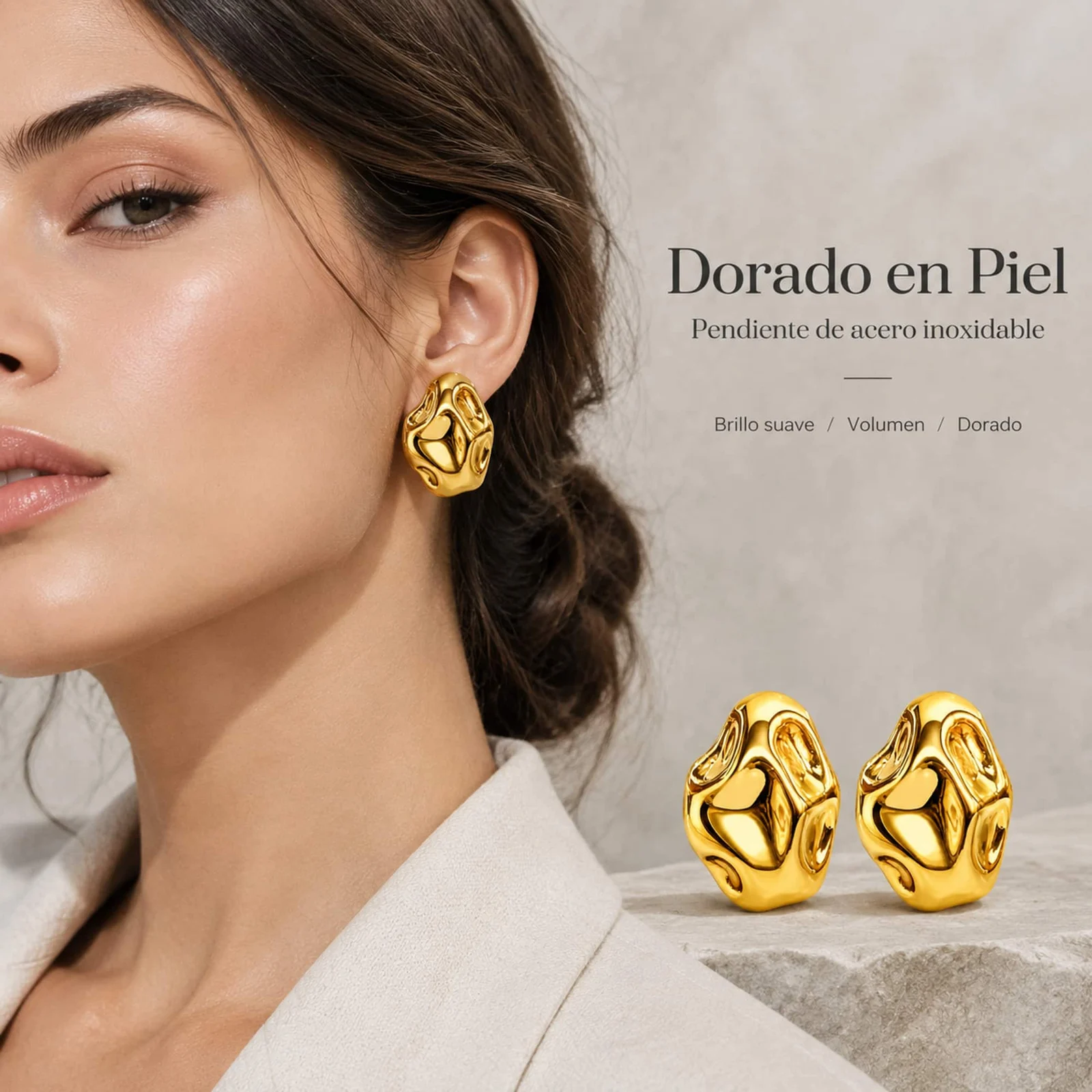 Pendiente Acero Inoxidable color Dorado