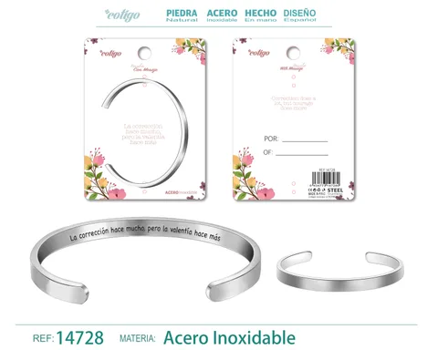 BRAZALETE ACERO CON MENSAJE ESPAÑOL