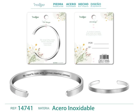 BRAZALETE ACERO CON MENSAJE ESPAÑOL