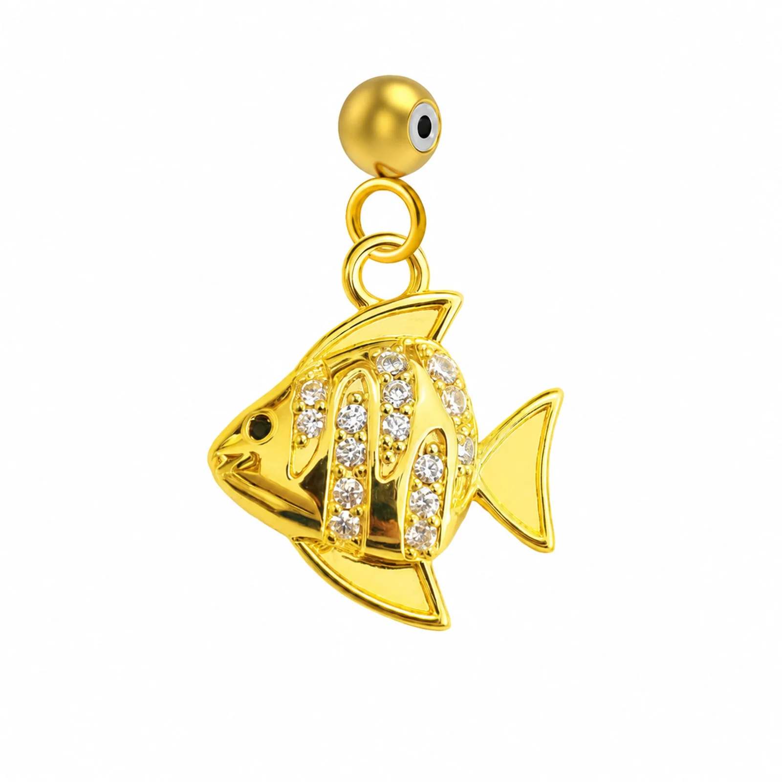 CHARM DE COBRE CHAPADO ORO 14K CON CIRCONITA-CON BOLA DE GOMA