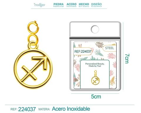CHARM DE ZODÍACO SAGITÁRIO ACERO COLOR DORADO-CON CIERRE