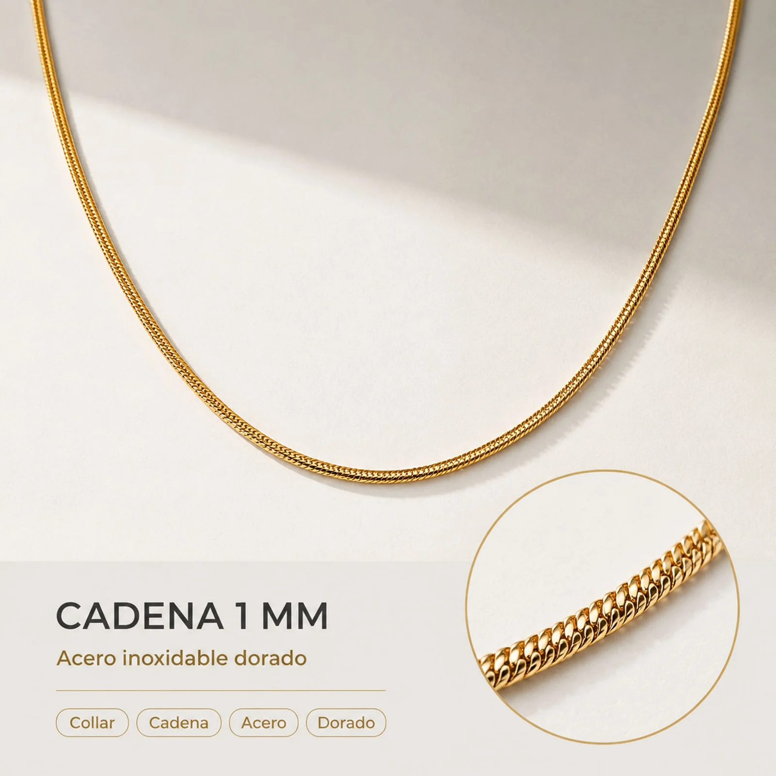 COLLAR DE CADENA ACERO DORADO