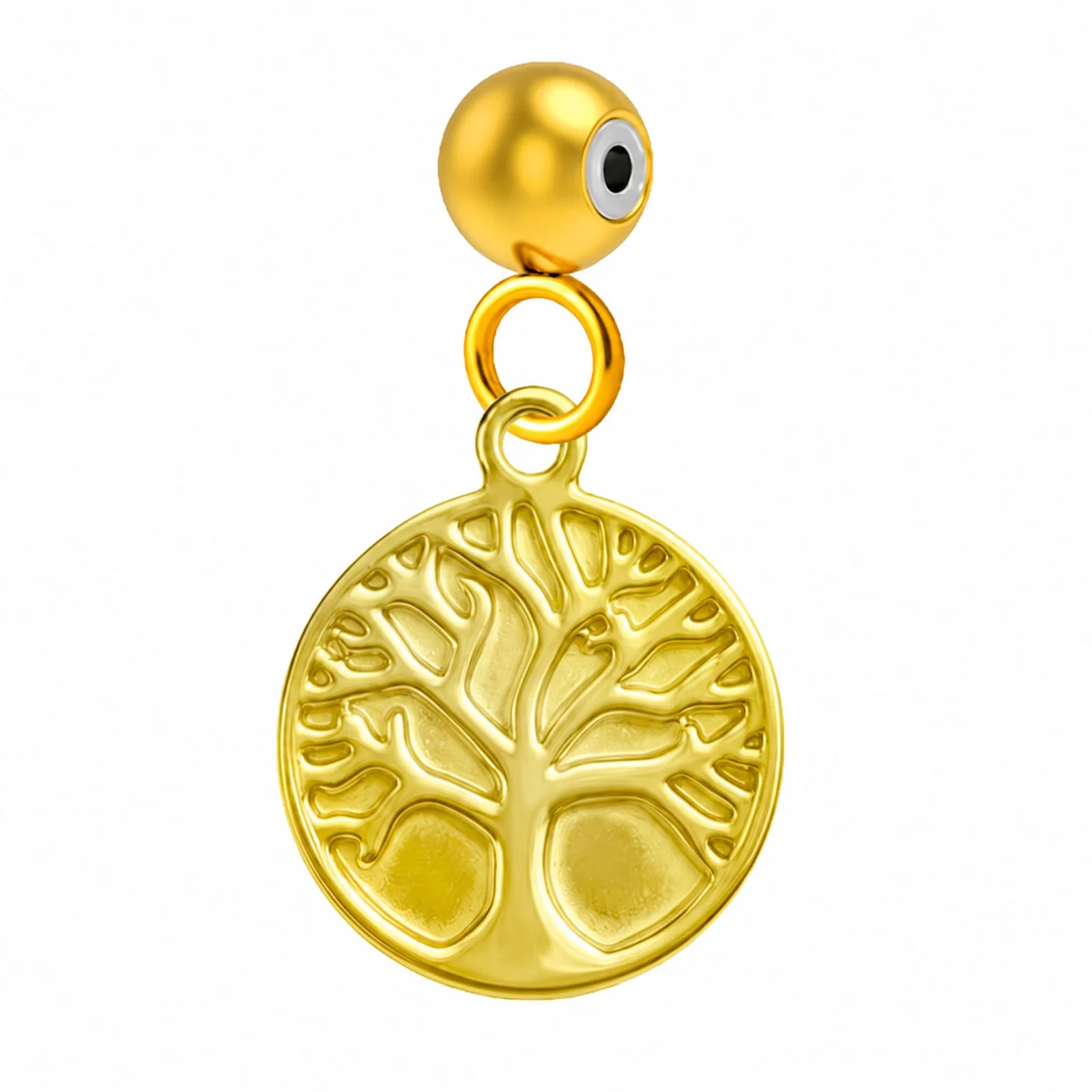 CHARM ACERO DORADO CHAPADO ORO 14 K-CON BOLA DE GOMA