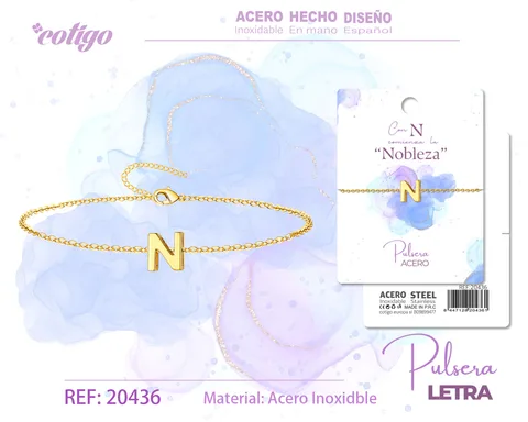 PULSERA LETRA N DORADO