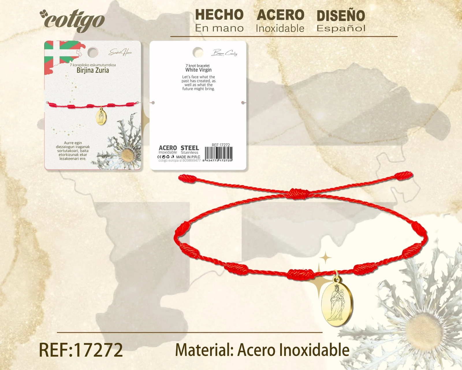 PULSERA 7 NUDO -BIRJINA ZURRIA-DORADO
