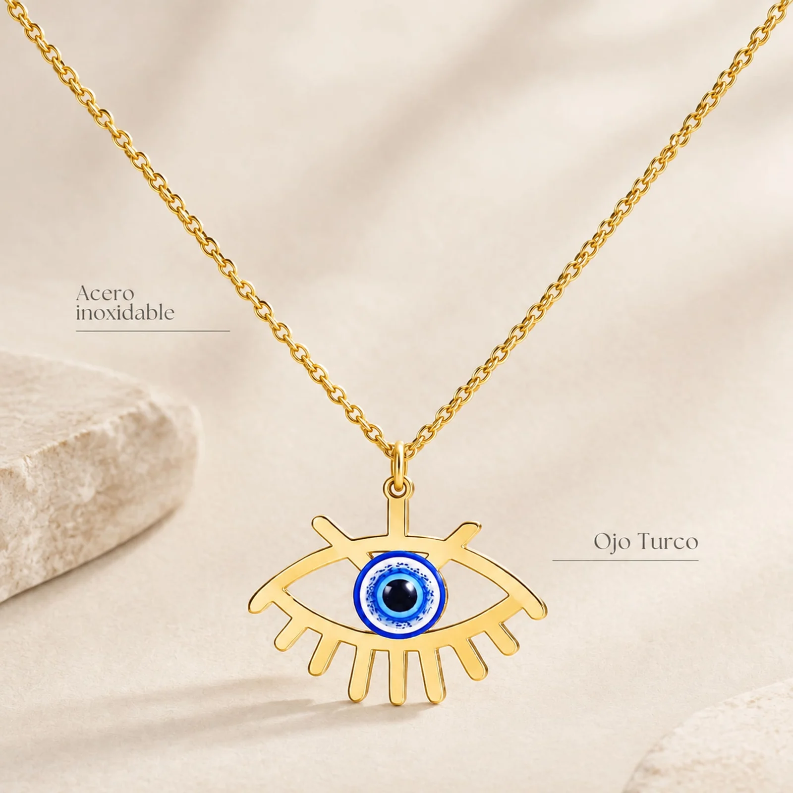 COLLAR OJO TURCO ACERO COLOR DORADO