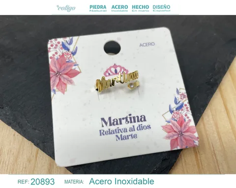 ANILLO NOMBRE MARTINA ACERO COLOR DORADO