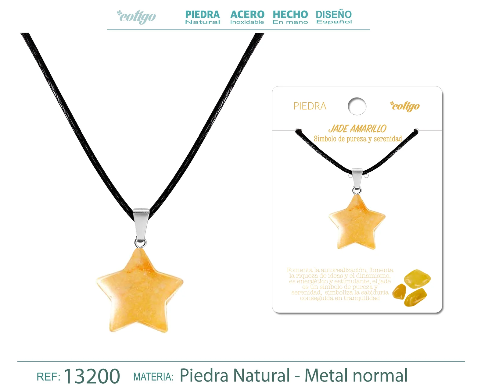 COLGANTE ESTRELLA DE PIEDRA JADE AMARILLO