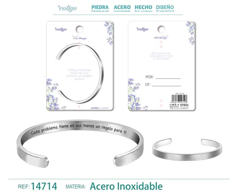 BRAZALETE ACERO CON MENSAJE ESPAÑOL