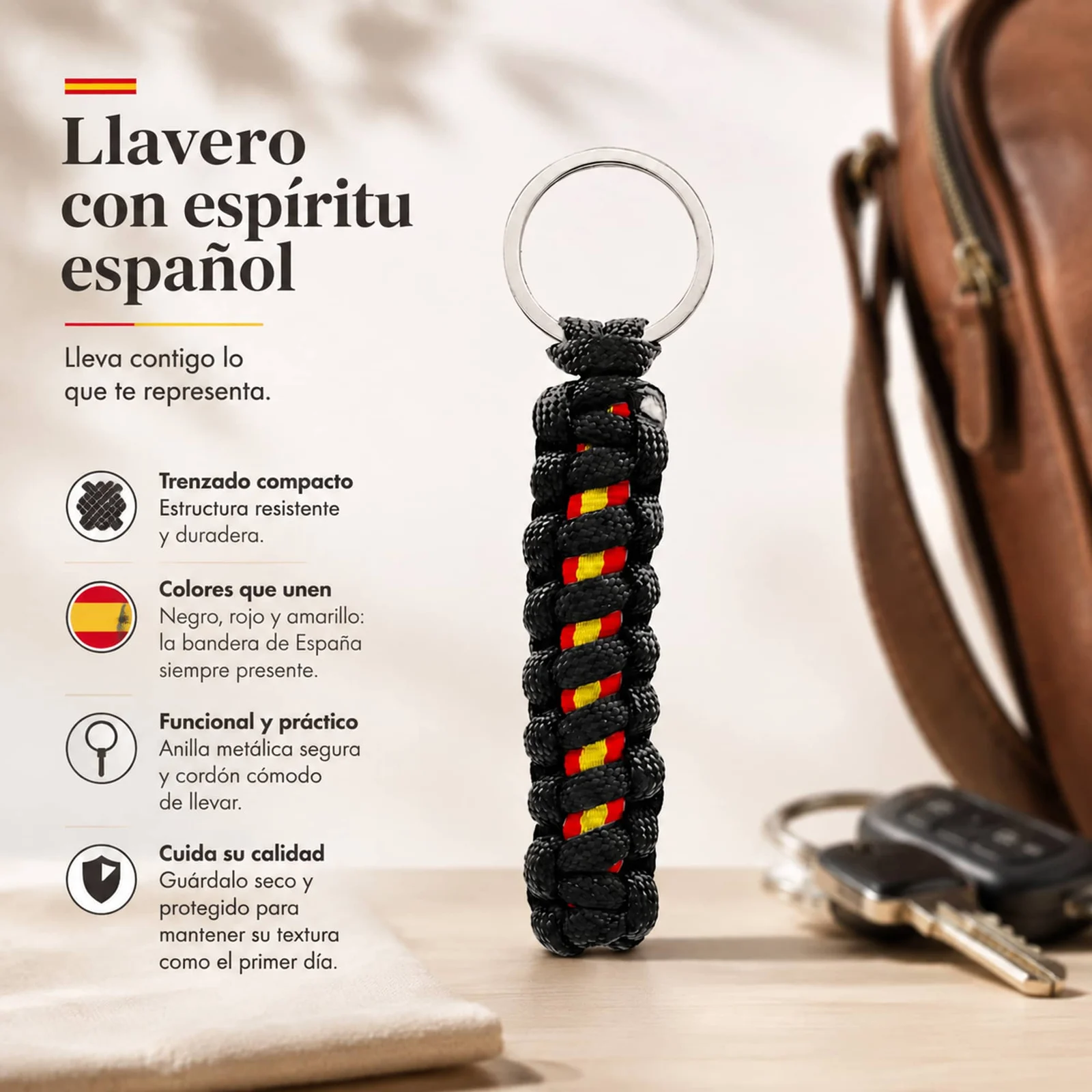 LLAVERO CUERDA CON ARO ACERO