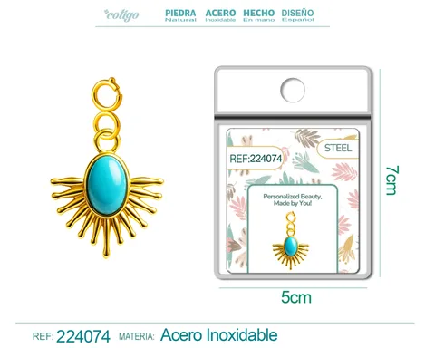CHARM ACERO DORADO CHAPADO ORO 14 K-CON CIERRE