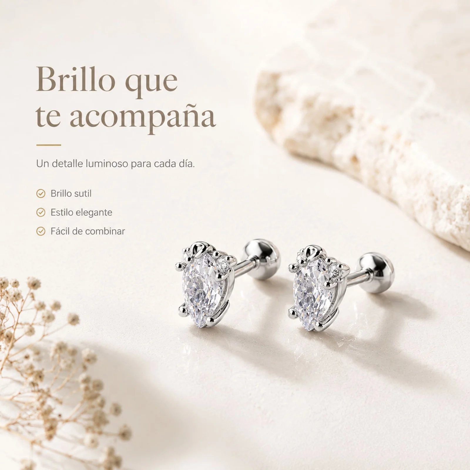 Pendiente-Piercing Bañado Oro 18K y con Circonita