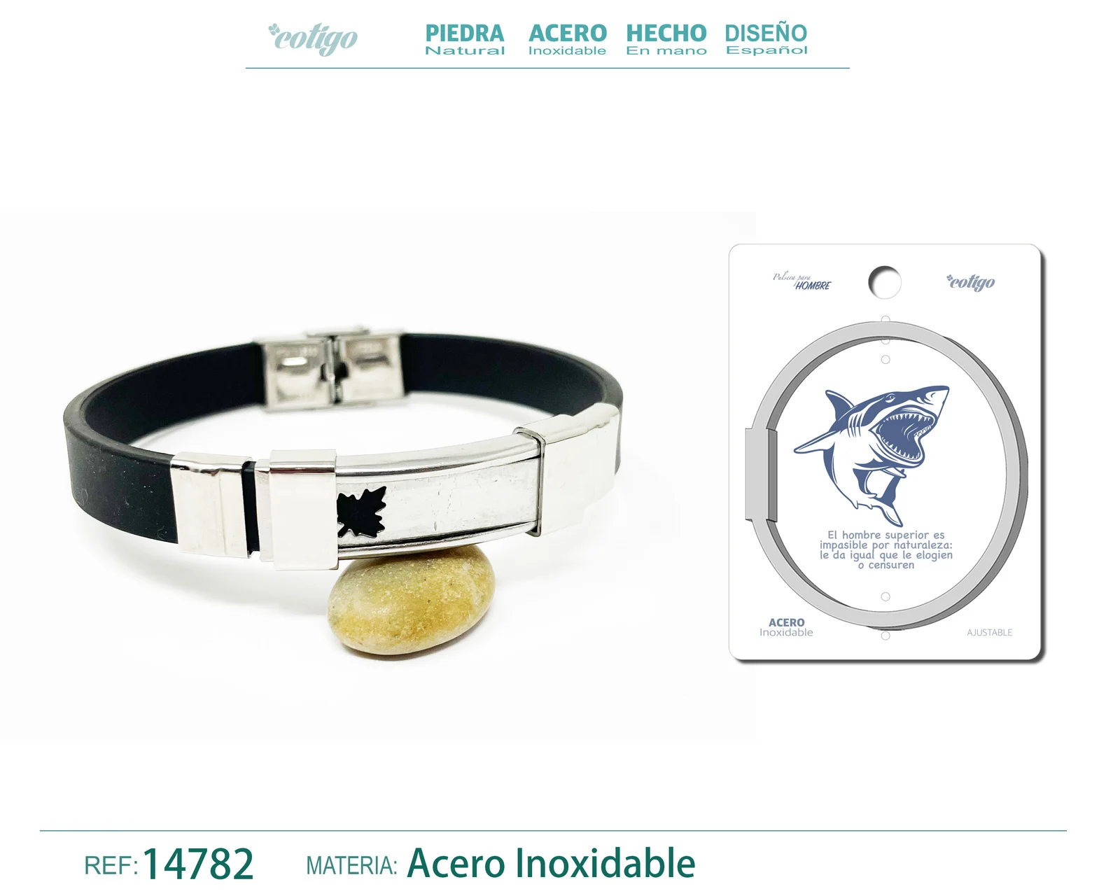 PULSERA ACERO DE CUERO SINTÉTICO