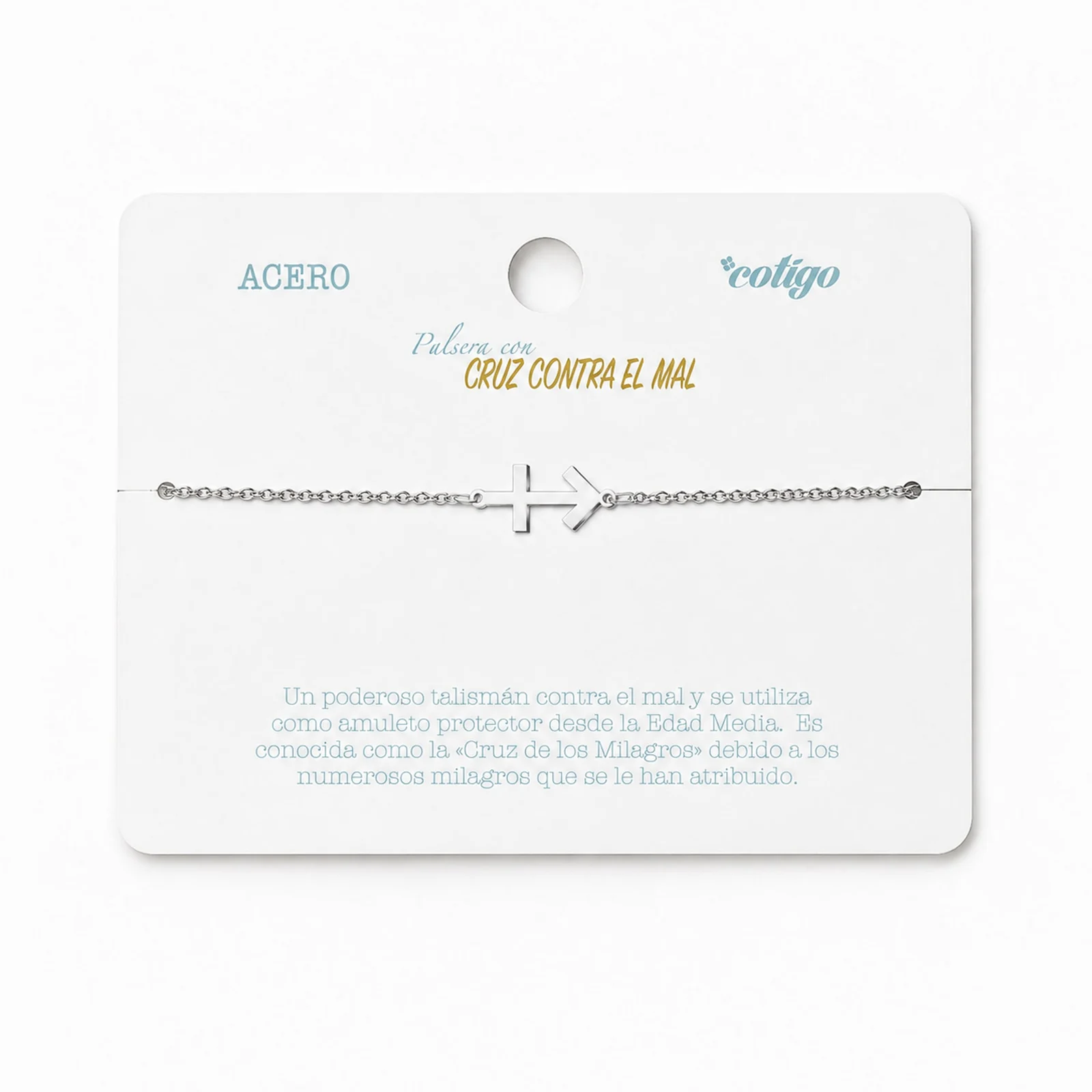 PULSERA CRUZ CONTRA EL MAL  ACERO PLATEADO