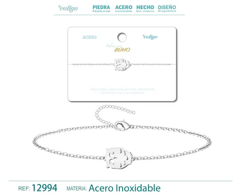 PULSERA BÚHO  ACERO PLATEADO
