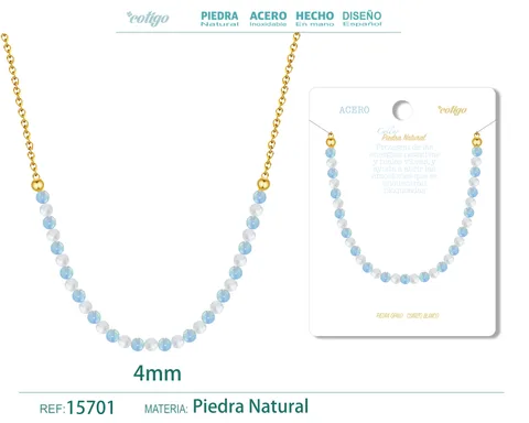 COLLAR CUARZO BLANCO+OPALINA 4MM