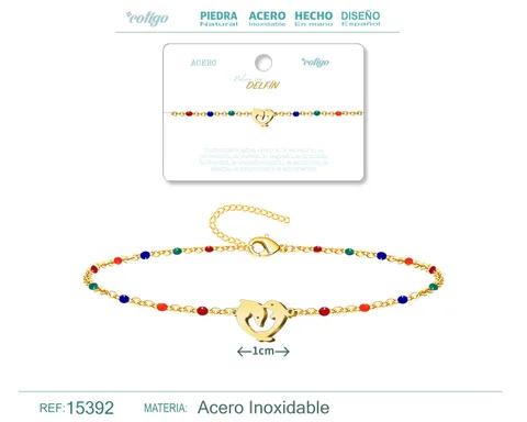 PULSERA ACERO MULTICOLOR CON DELFIN