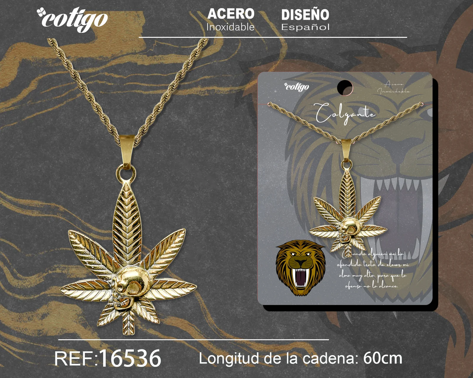 COLGANE HOMBRE ACERO COLOR DORADO