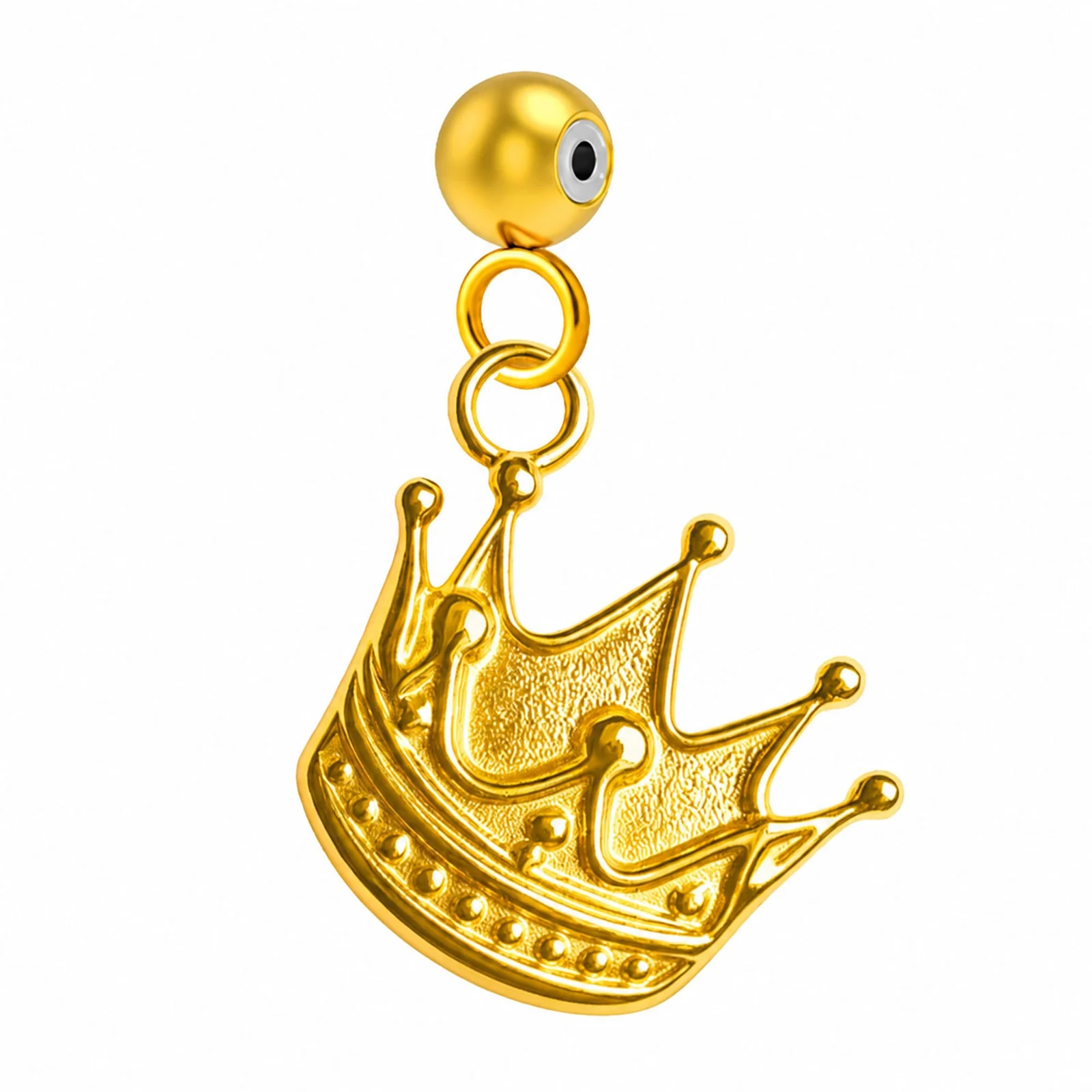 CHARM ACERO DORADO CHAPADO ORO 14 K-CON BOLA DE GOMA