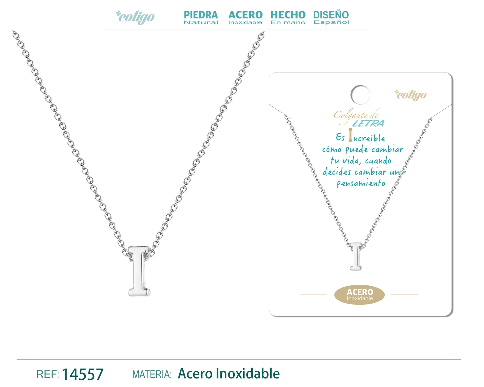 COLLAR LETRA I COLOR PLATEADO